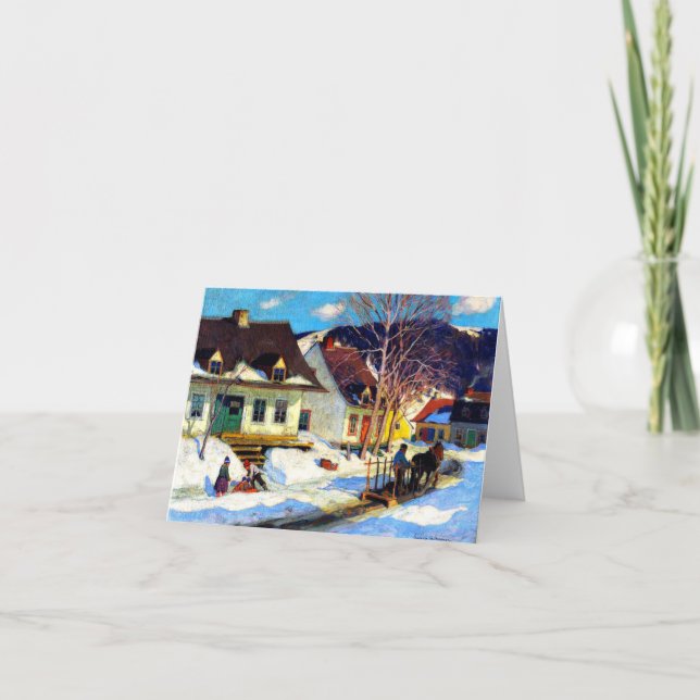 Clarence Gagnon - Quebec Village Grußkarte Dankeskarte (Vorderseite)