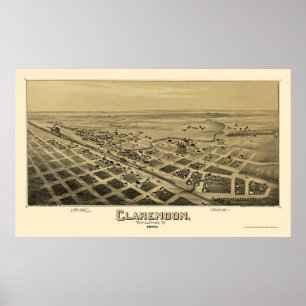Clarendon, TX Panorama Karte - 1890 Poster