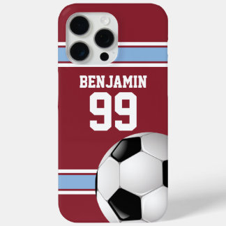 Claret and Blue Stripes Jersey Soccer Ball iPhone 15 Pro Max Hülle