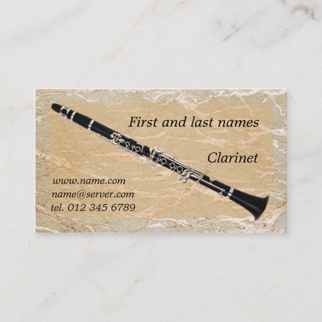 Clarinet auf MarmorVisitenkarte Visitenkarte (Vorderseite)