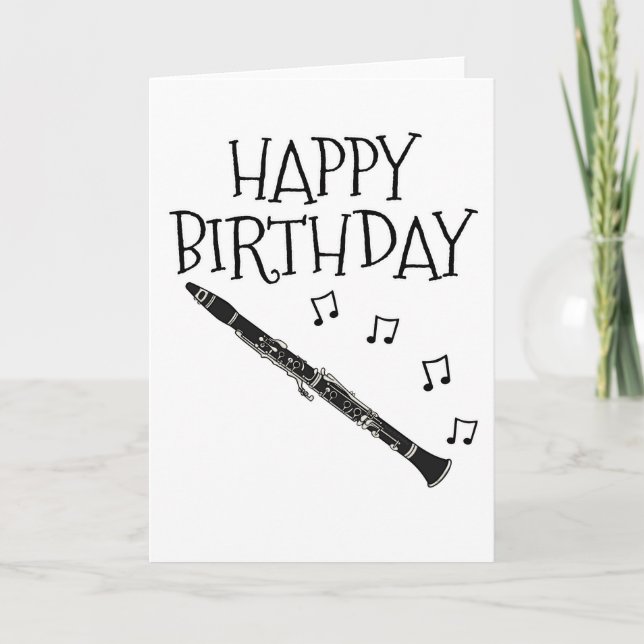 Clarinet Birthday Card Woodwind Musiker Dankeskarte (Vorderseite)