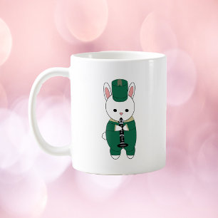 Clarinet Bunny Rabbit Marching Band Green Gold Kaffeetasse