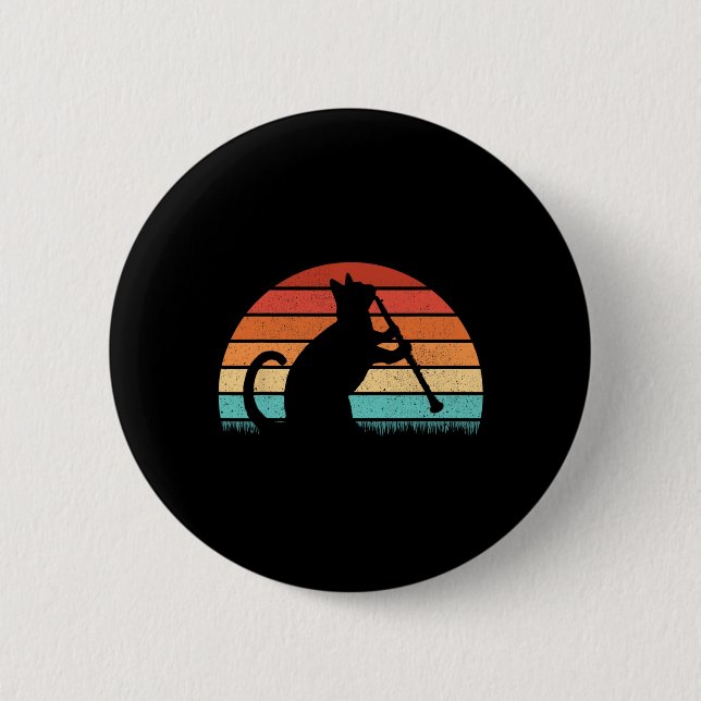 Clarinet Cat Player - Retro Clarinetist Music Lieb Button (Vorderseite)
