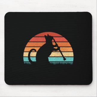 Clarinet Cat Player - Retro Clarinetist Music Lieb Mousepad