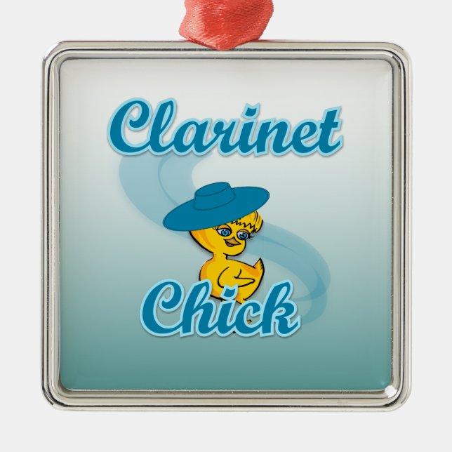 Clarinet Chick #3 Silbernes Ornament (Vorne)
