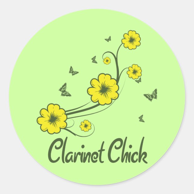 Clarinet Chick Runder Aufkleber (Vorderseite)