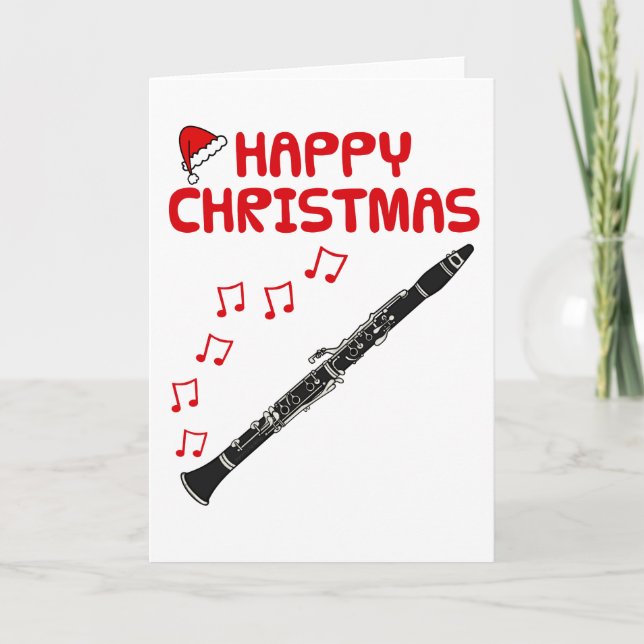 Clarinet Christmas Card Woodwind Musiker Dankeskarte (Vorderseite)