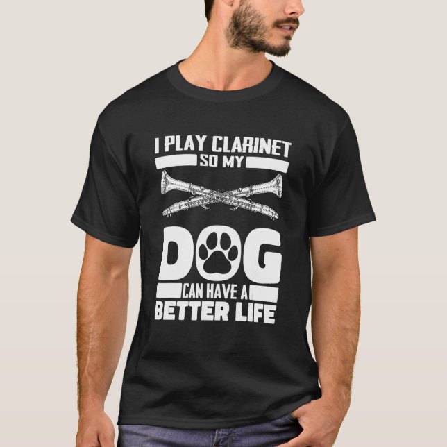 Clarinet Dog - Woodwind Instrument Clarinetist T-Shirt (Vorderseite)