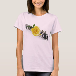 Clarinet-gelbes Rosen-Blumen-Shirt T-Shirt