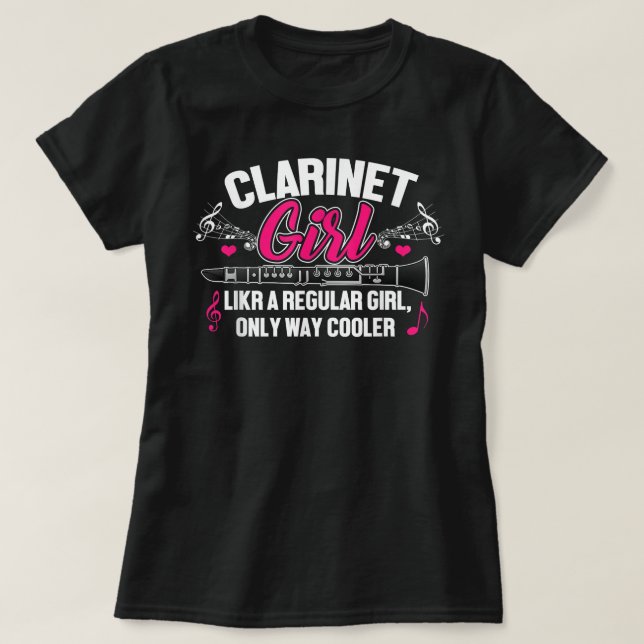 Clarinet Girl Funny Niedlich Marching Band Geschen T-Shirt (Design vorne)