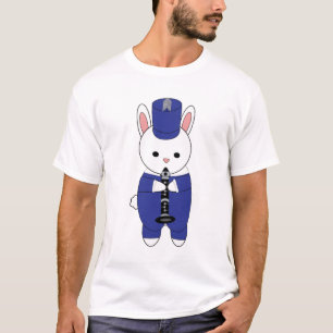 Clarinet Marching Band Bunny Rabbit Blue Weiß T-Shirt