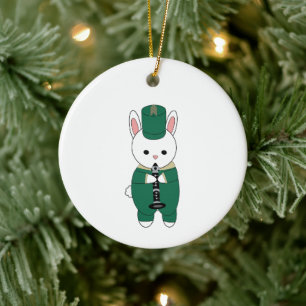 Clarinet Marching Band Rabbit Green personalisiere Keramik Ornament