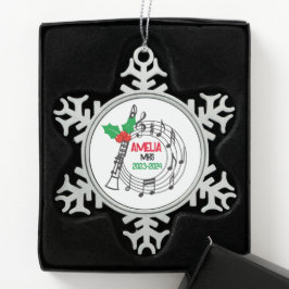 Clarinet Marching Band Weihnachtsschmuck Schneeflocken Zinn-Ornament