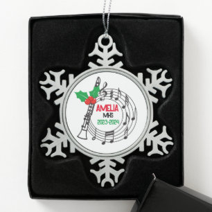Clarinet Marching Band Weihnachtsschmuck Schneeflocken Zinn-Ornament