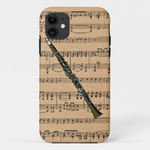 Clarinet mit Notenen-Hintergrund Case-Mate iPhone Hülle