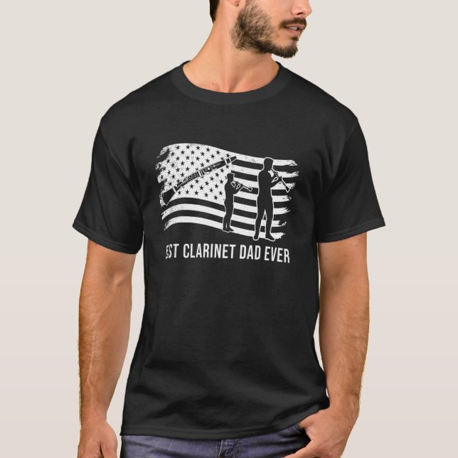 Clarinet music cool distressed US american flag vi T-Shirt (Vorderseite)