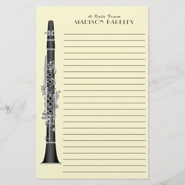 Clarinet Music Teacher Band Musician Briefpapier (Vorderseite)