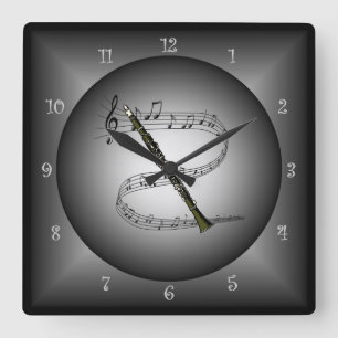 Clarinet~Musical Kugel-~Musical Instrument ~Scale~ Quadratische Wanduhr