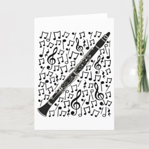 Clarinet Musical Notes Woodwind Music Teacher Feiertagskarte