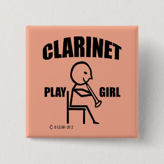 Clarinet Play Girl Button