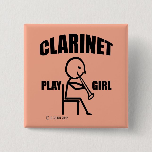 Clarinet Play Girl Button (Vorderseite)