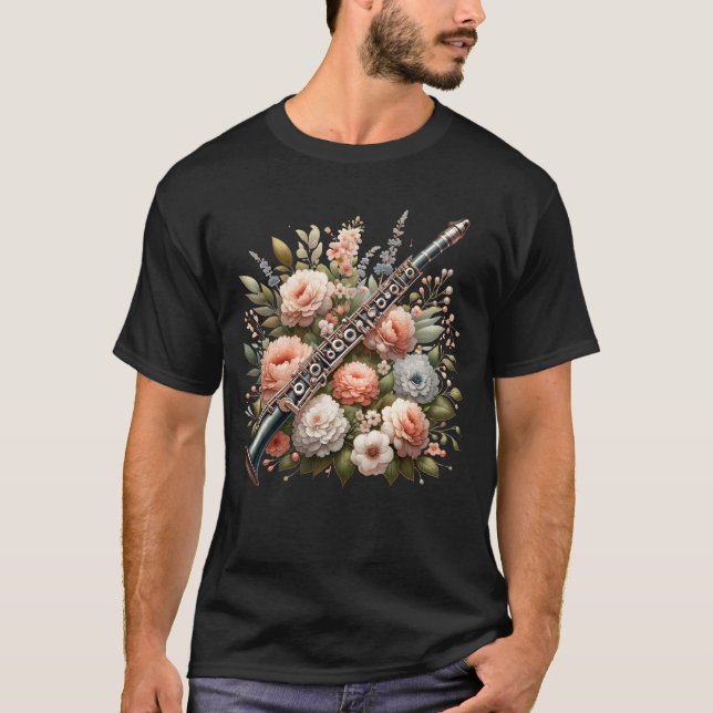 Clarinet Player Aesthetic Floral Clarinetist T-Shirt (Vorderseite)