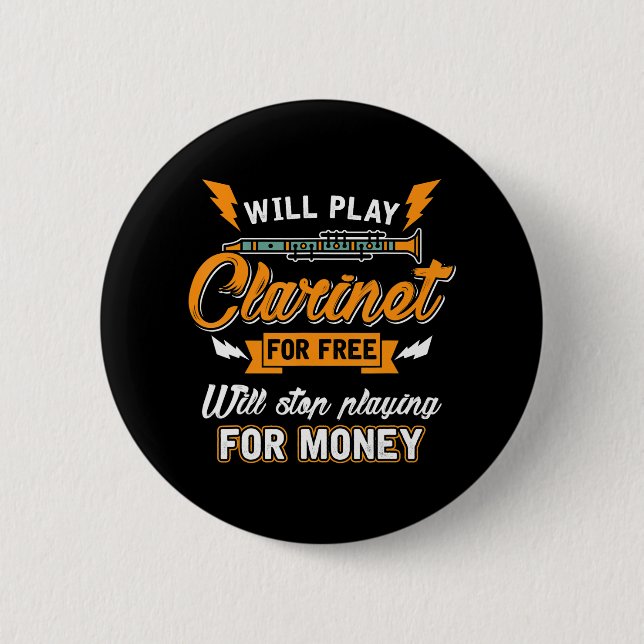 Clarinet Player Music Funny Band Button (Vorderseite)