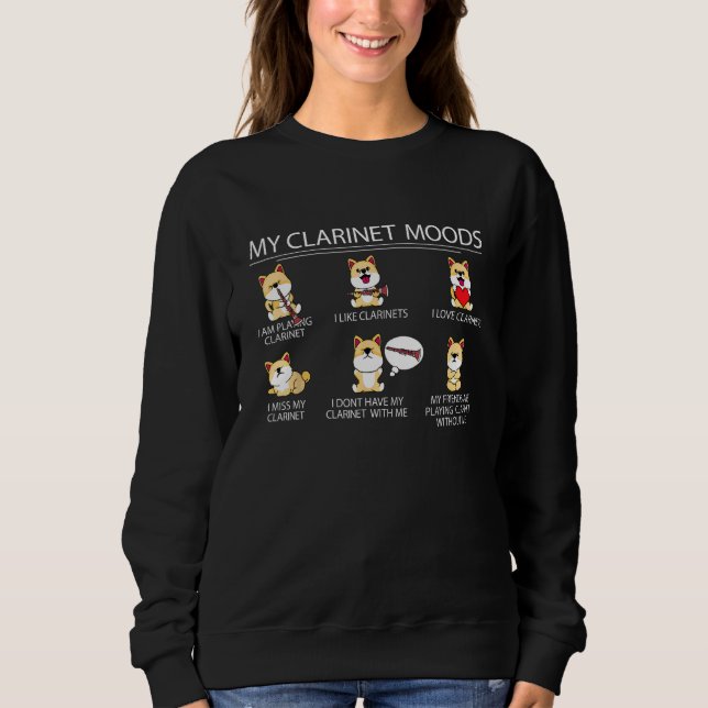 Clarinet Player Shiba Inu Dog Musician Kids Clarin Sweatshirt (Vorderseite)