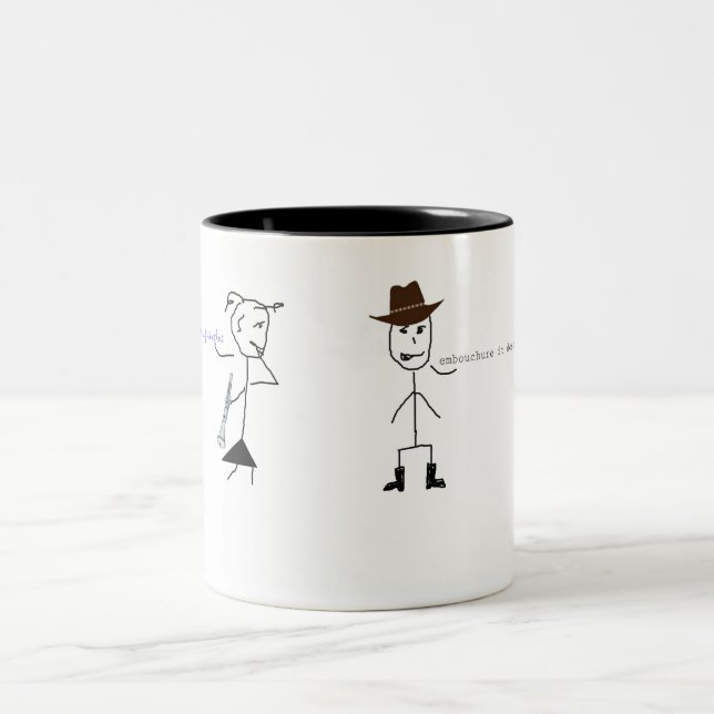 Clarinet-Spaß-Cowboy Zweifarbige Tasse (Mittel)