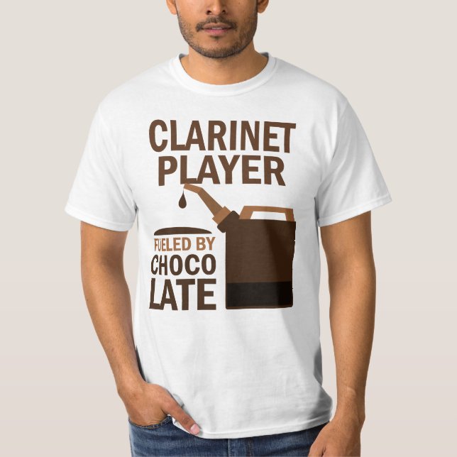 Clarinet-Spieler-(lustige) Schokolade T-Shirt (Vorderseite)