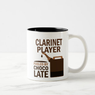 Clarinet-Spieler-(lustige) Schokolade Zweifarbige Tasse