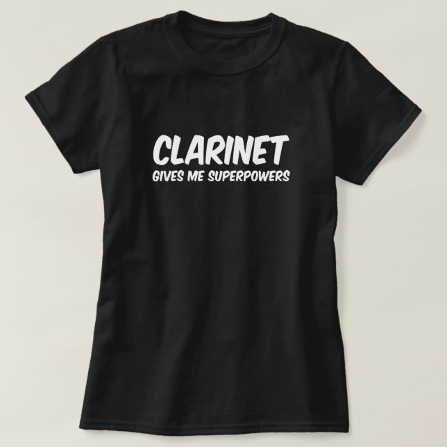 Clarinet Superpower Funny Superhero Music T-Shirt (Design vorne)