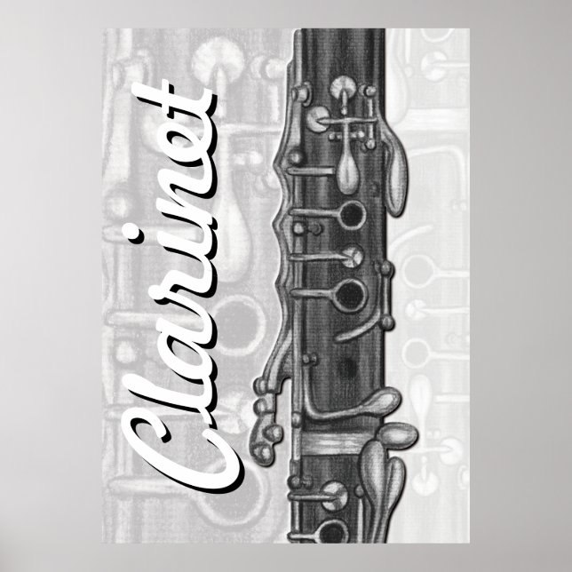 Clarinet Upper Joint in Charcoal Poster (Vorne)