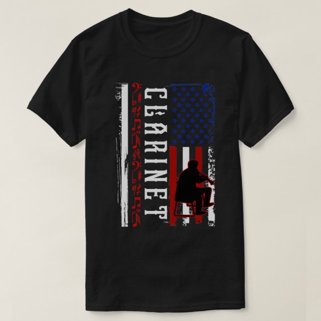 Clarinet US Flag Clarinetist T-Shirt (Design vorne)