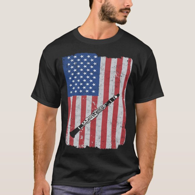 Clarinet Usa Flag Clarinet Player Clarinetist T-Shirt (Vorderseite)