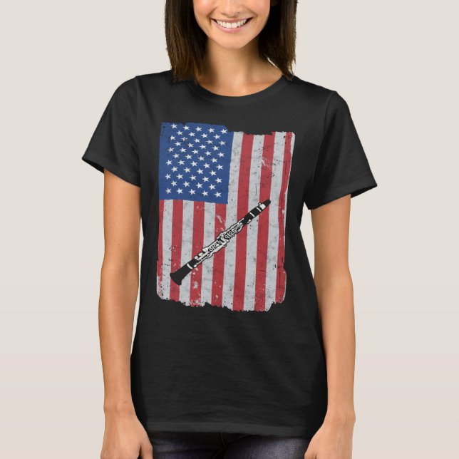 Clarinet Usa Flag Clarinet Player Clarinetist T-Shirt (Vorderseite)