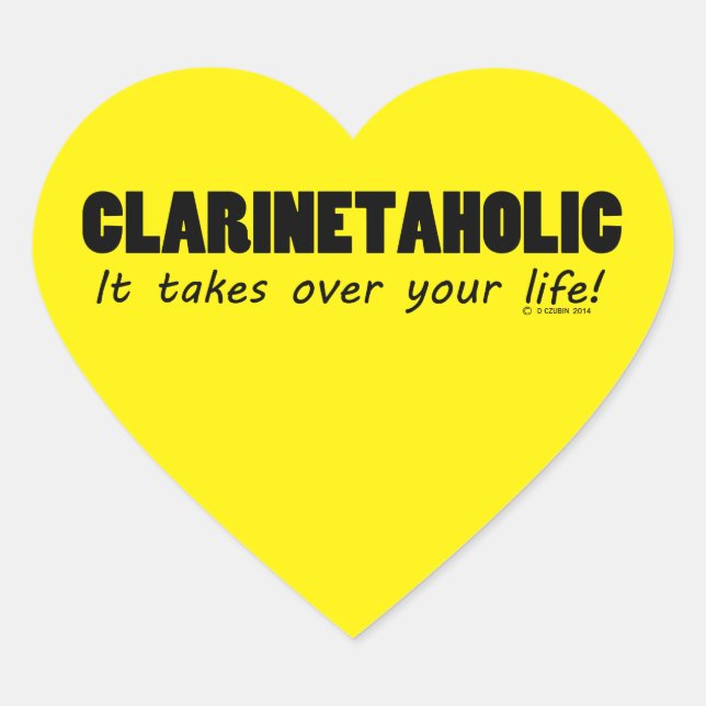 Clarinetaholic Life Heart Sticker (Vorderseite)