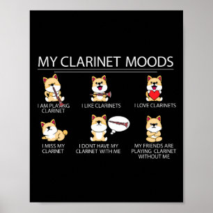 Clarinetist Shiba Inu Dog Musician Geschenk Klarin Poster