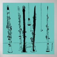Clarinets Jazz Vintag Illustration