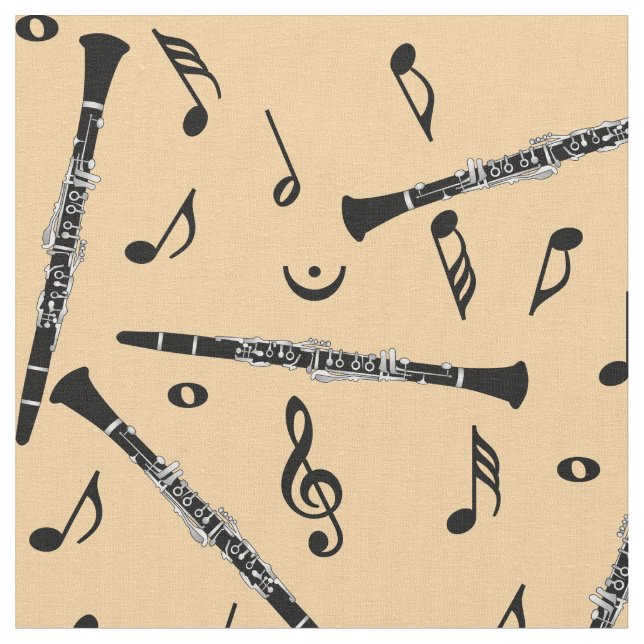 Clarinets Musiknotens Pattern Stoff (Nahaufnahme)
