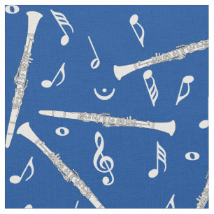 Clarinets Musiknotens Pattern Stoff