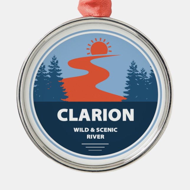 Clarion Wild und Landschaftlicher Fluss Ornament Aus Metall (Vorne)