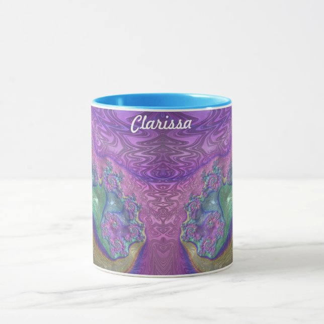 ~ CLARISSA ~ GLOSSY 3D Glossy Green Lila Blue Tasse (Zentrum)