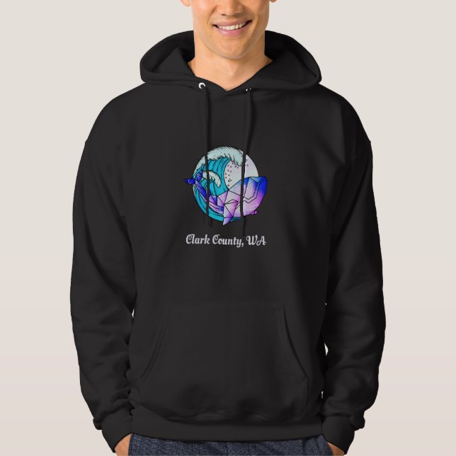 Clark Landkreis Wa Japanisch Paint Geometric Orca  Hoodie (Vorderseite)