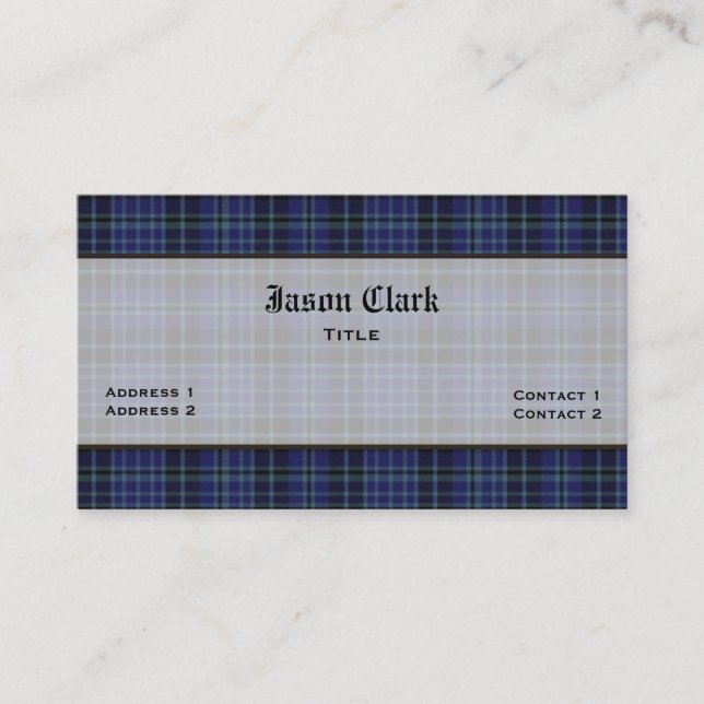Clark Tartan Karierte benutzerdefinierte Visitenka Visitenkarte (Vorderseite)