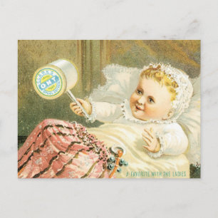 Clarks Baby mit einer Garnrolle Postkarte