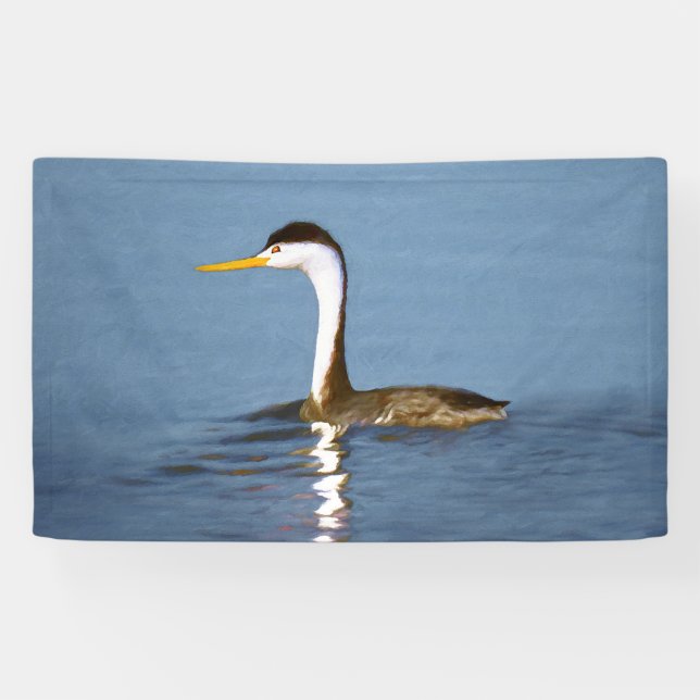 Clark's Grebe Painting - Original Bird Art Banner (Horizontal)