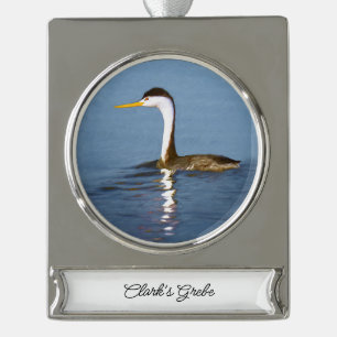 Clark's Grebe Painting - Original Bird Art Banner-Ornament Silber