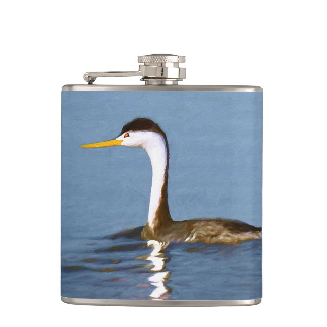 Clark's Grebe Painting - Original Bird Art Flachmann (Vorderseite)