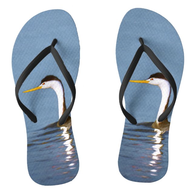 Clark's Grebe Painting - Original Bird Art Flip Flops (Fußbett)